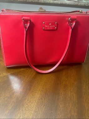 kate spade Red Leather Satchel with Gold Hardware